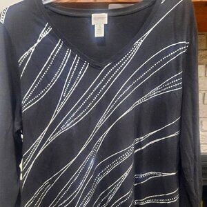 Chicos Zenergy Blouse with V Neckline Size 3 Womens